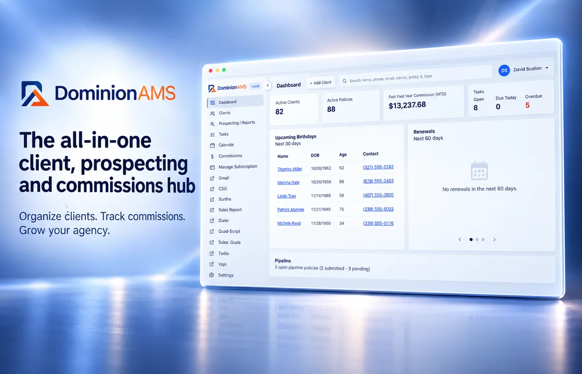 The all-in-one client, prospecting and commissions hub